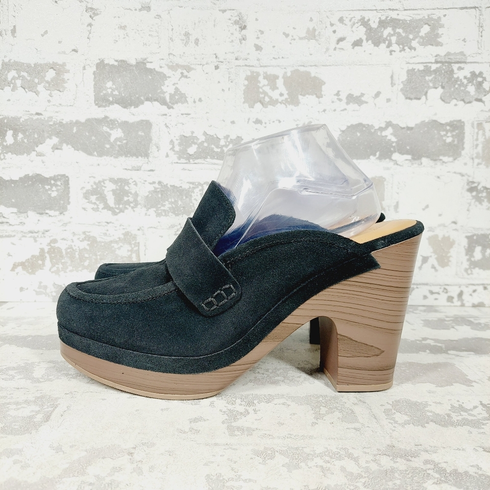 NEW Splendid Vina Black Suede Platform Slip On Clogs W466